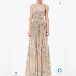 Gold Sequin Sleeveless Bridesmaid dress
